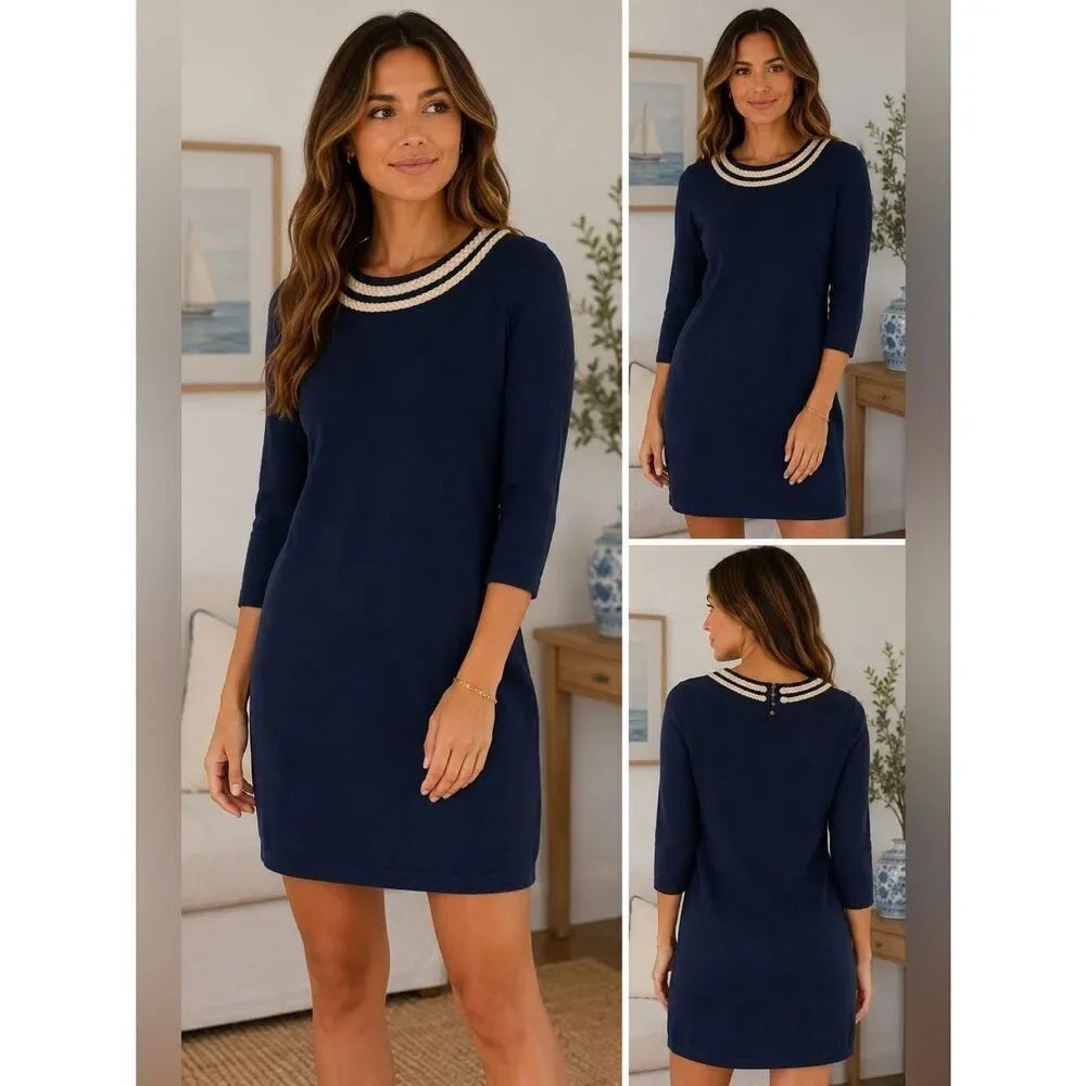 Vineyard Vines Navy Wool Blend Sweater Dress Size Small